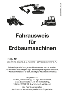 Ausweis Erdbau